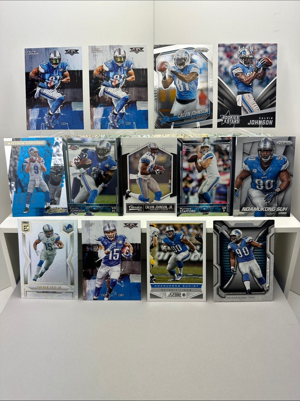 Calvin Johnson/Stafford/Suh/Tate Lions lot of 13